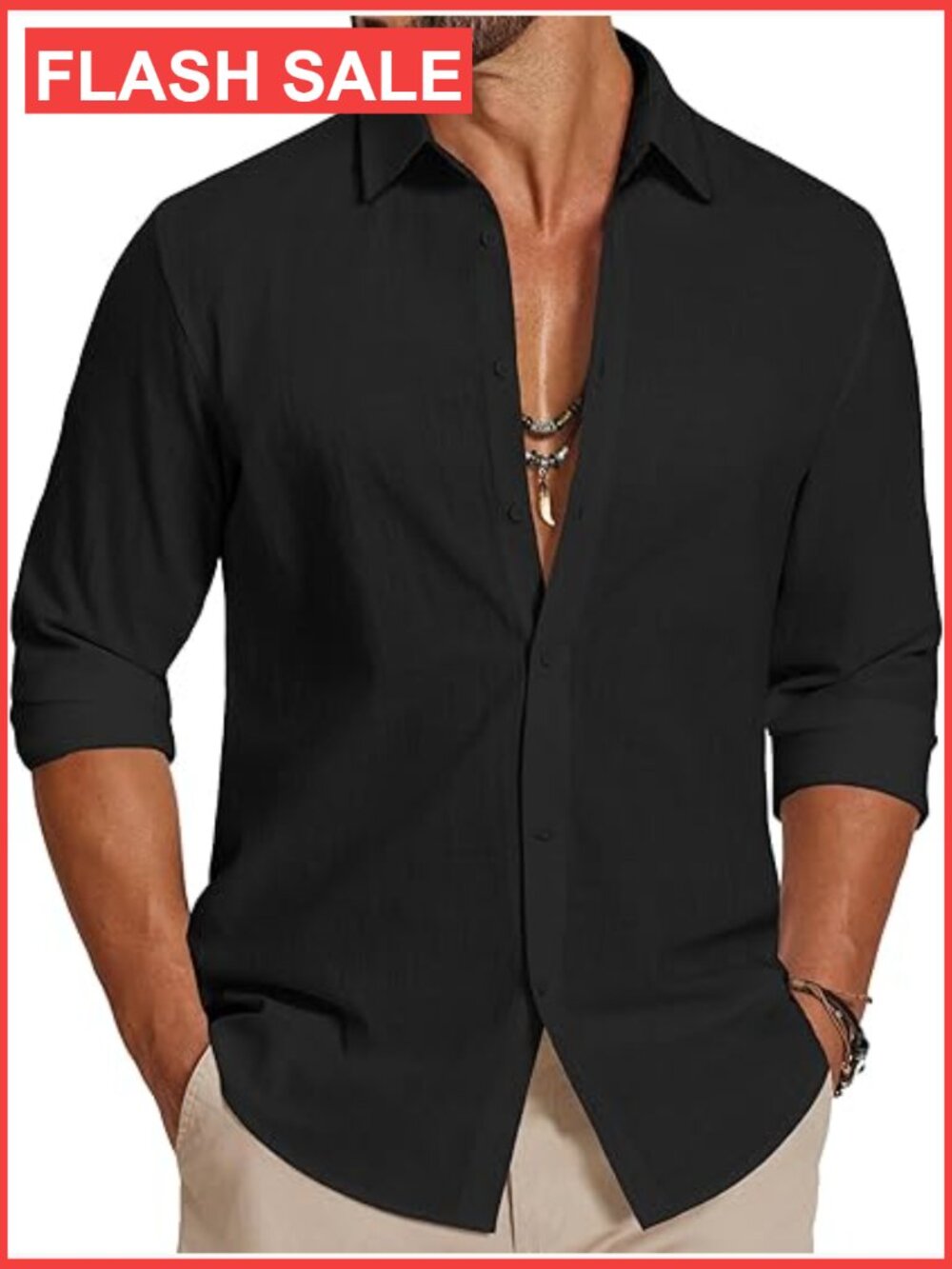 Men's Casual Button Down Shirt Long Sleeve Cotton Summer Linen Texture